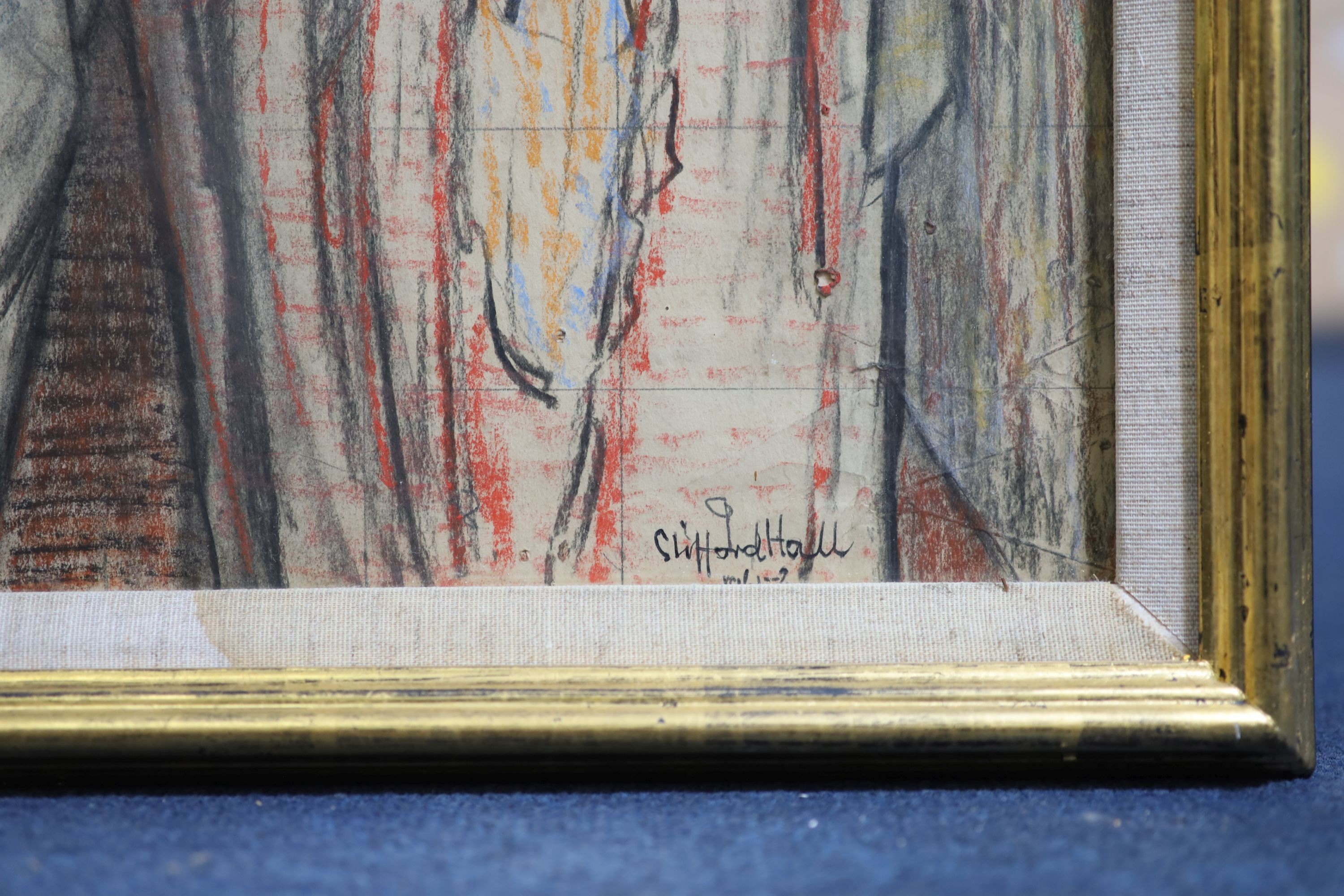 Clifford Hall (1904-1973), Ringmaster and Clown, Pastel on paper, 75 x 50cm.